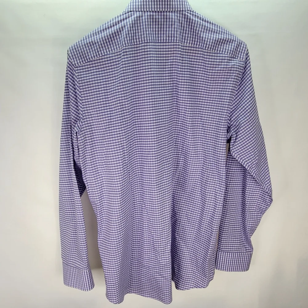Banana Republic Non-Iron 100% Cotton Stretch Camden Fit Purple Gingham Size Med